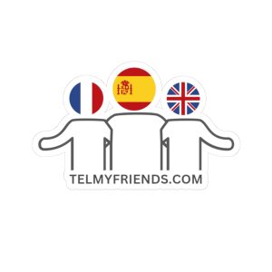 telmyfriends Language Flags Sticker - France Spain UK Logo Kiss-Cut Sticker