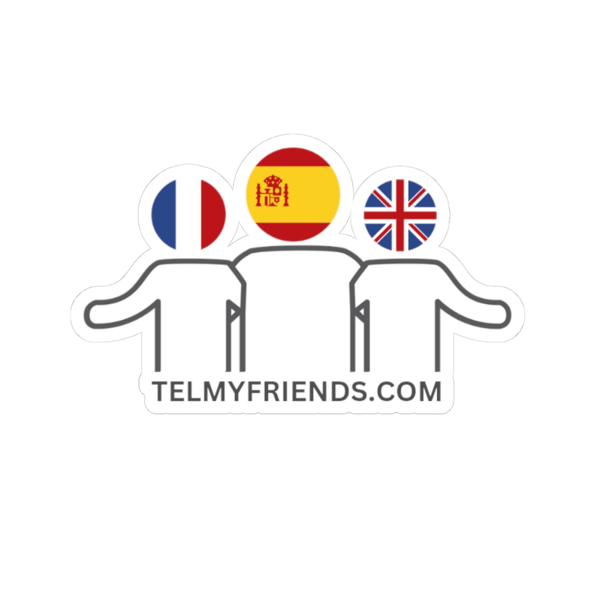 telmyfriends Language Flags Sticker - France Spain UK Logo Kiss-Cut Sticker