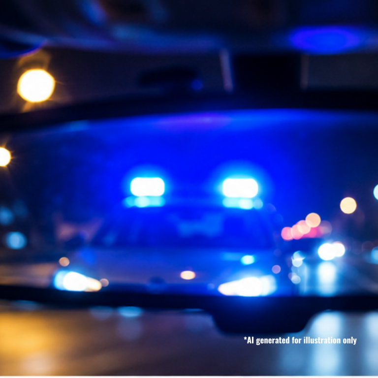 SQ Cop Car In Rear View Mirror telmyfriends telephone interpretation service AI Ilustration only