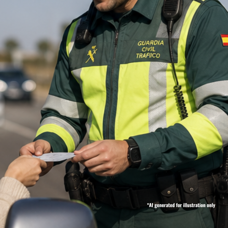 SQ Cop Guardia Civil Trafico documentos telmyfriends telephone interpretation service AI Ilustration only