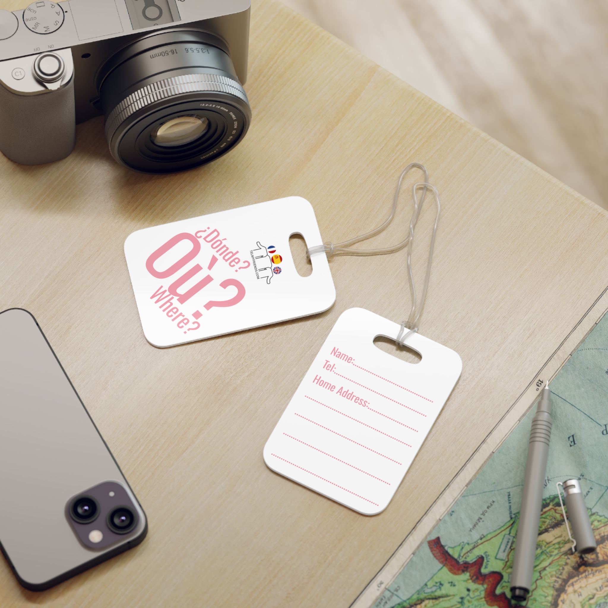 Where Luggage Tag Pink | Multilingual Travel Gift | telmyfriends - Image 3