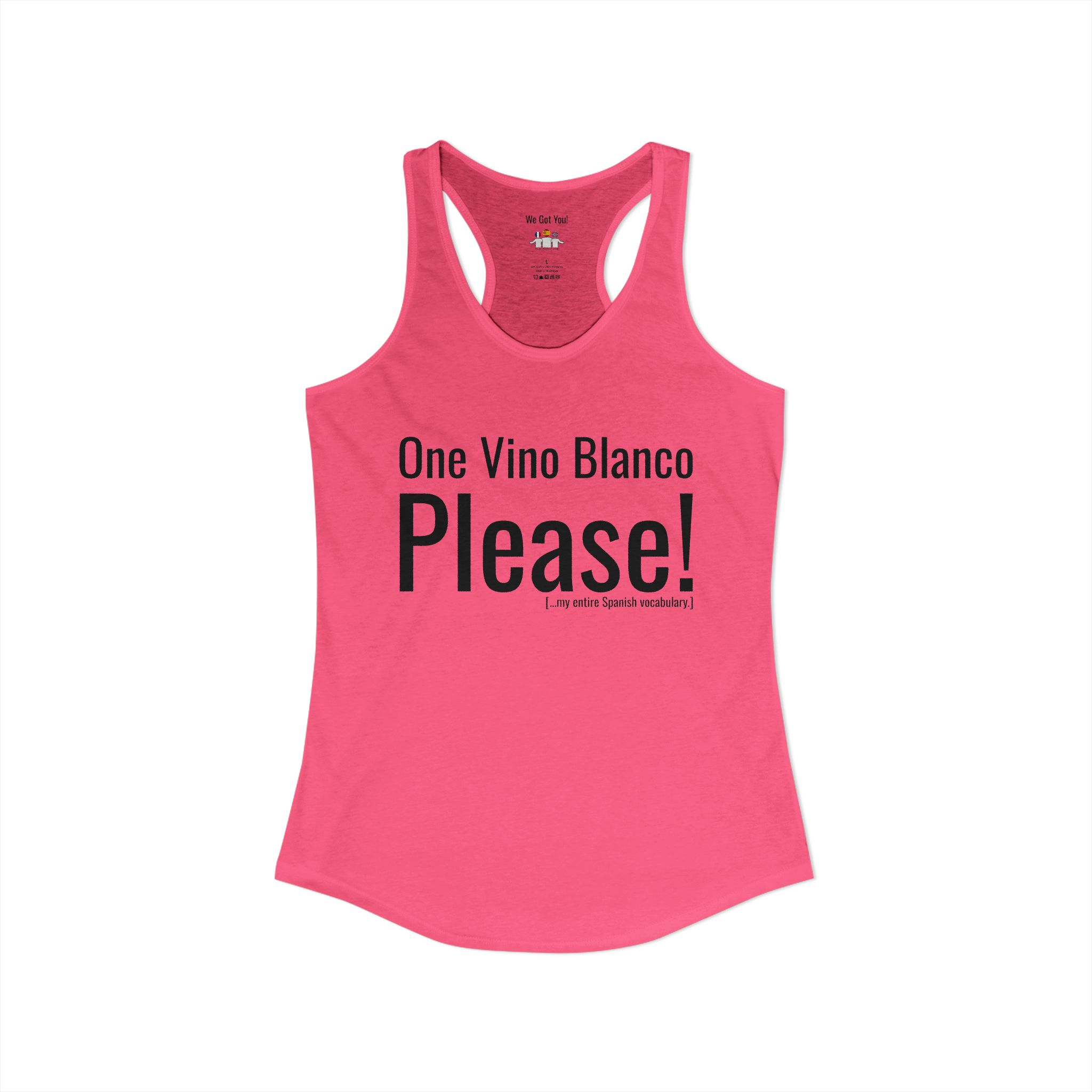 Women's Racerback Tank - "One Vino Blanco Please" Funny Spanglish Wine Tank | telmyfriends - Image 8
