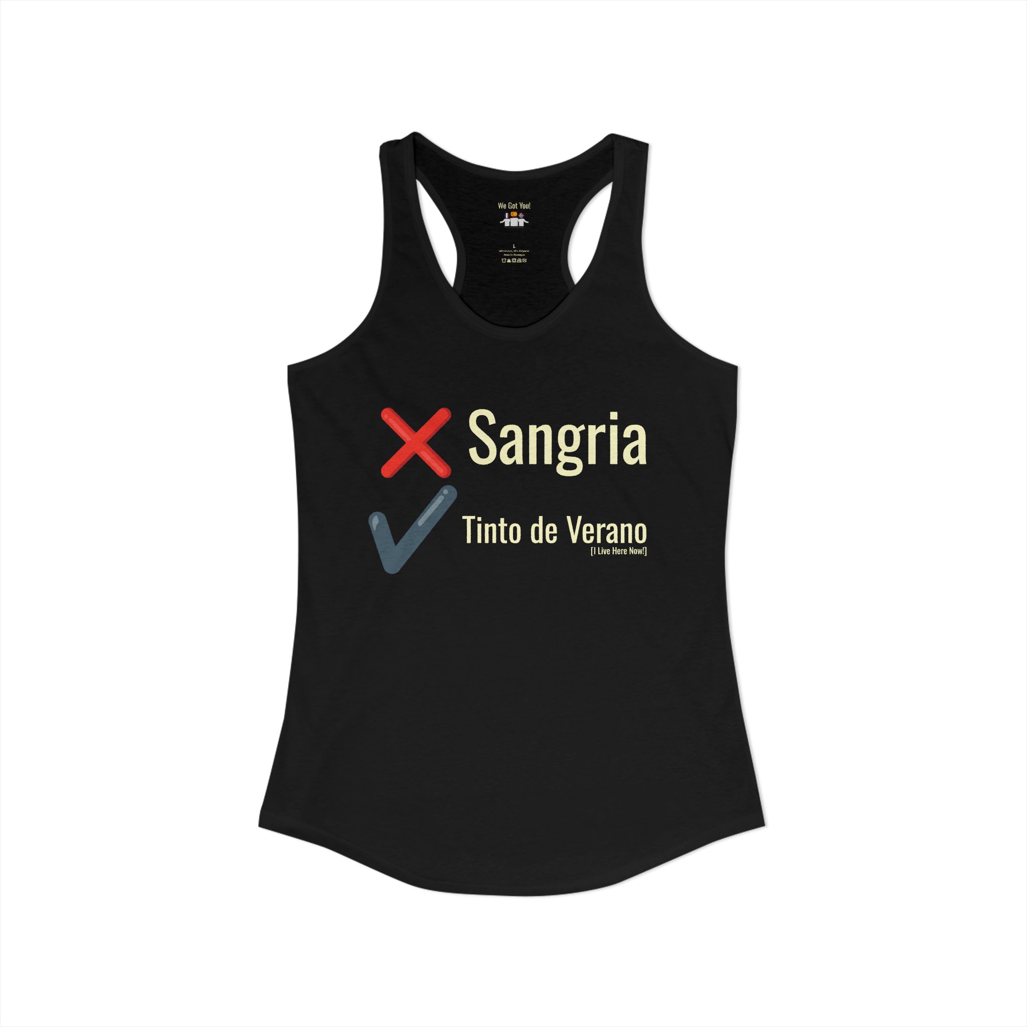 "Sangria NO, Tinto de Verano YES - I Live Here Now" Funny Spanish Drinking Tank | telmyfriends - Image 3