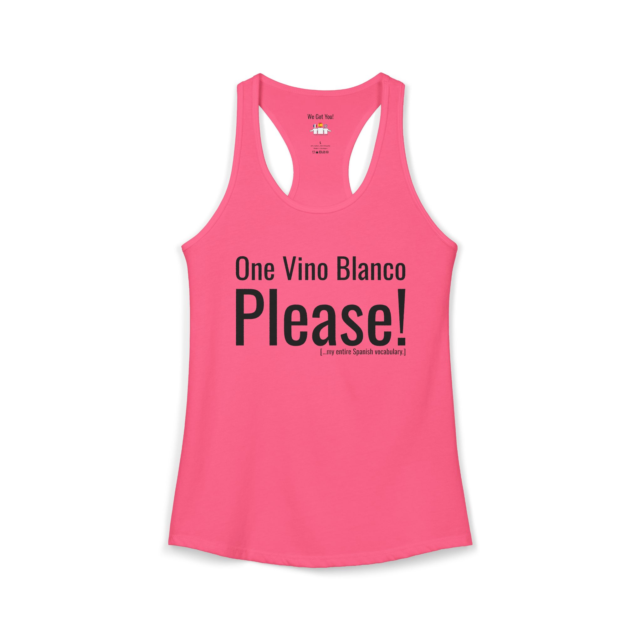 Women's Racerback Tank - "One Vino Blanco Please" Funny Spanglish Wine Tank | telmyfriends - Image 7