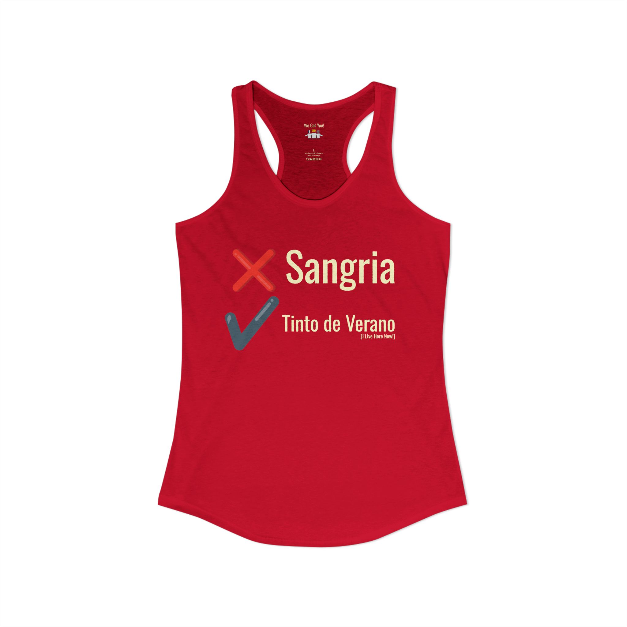 "Sangria NO, Tinto de Verano YES - I Live Here Now" Funny Spanish Drinking Tank | telmyfriends - Image 4