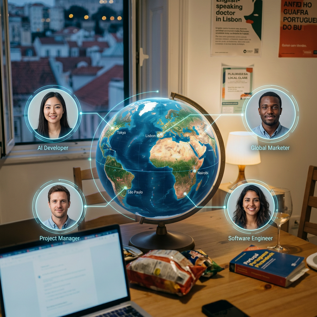 Three people working together on laptops at a table with snacks and drinks