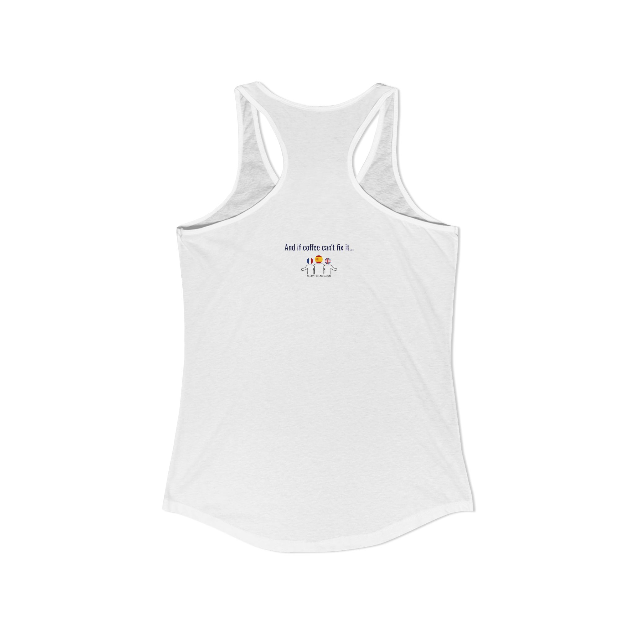 One Café au Lait Please! | Fun Franglais Coffee Racerback Tank | telmyfriends - Image 3