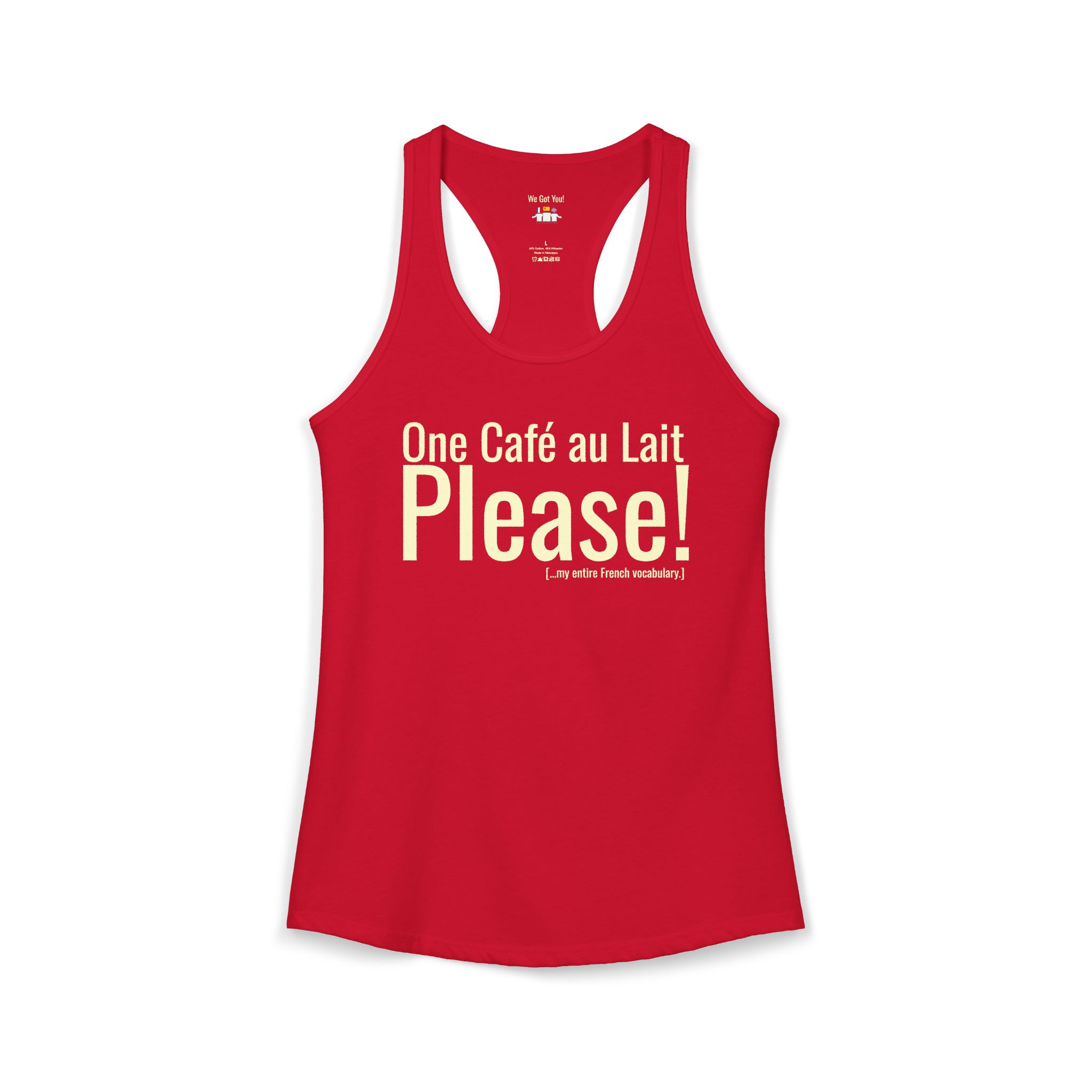 One Café au Lait Please! | Fun Franglais Coffee Racerback Tank | telmyfriends - Image 17
