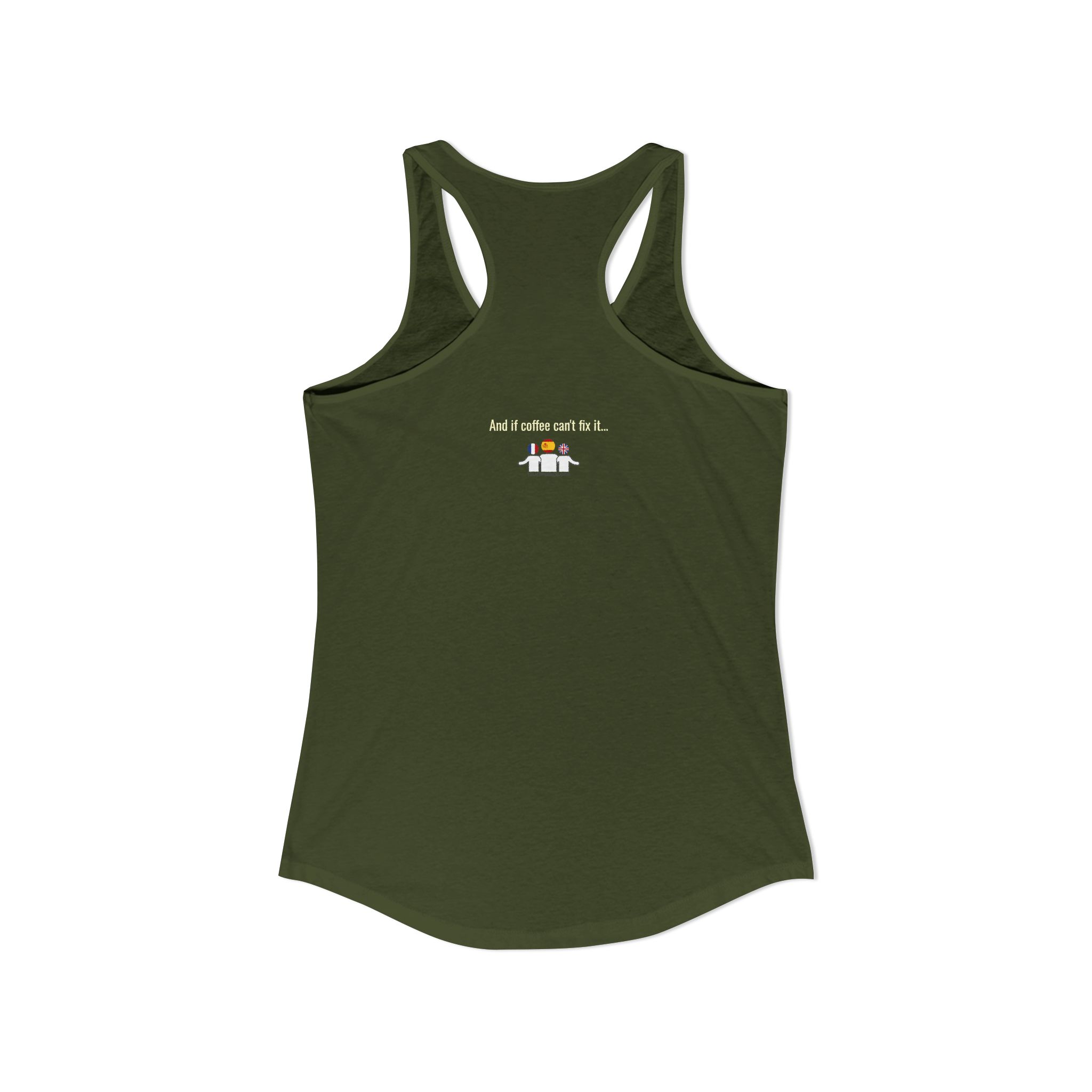 One Café au Lait Please! | Fun Franglais Coffee Racerback Tank | telmyfriends - Image 11