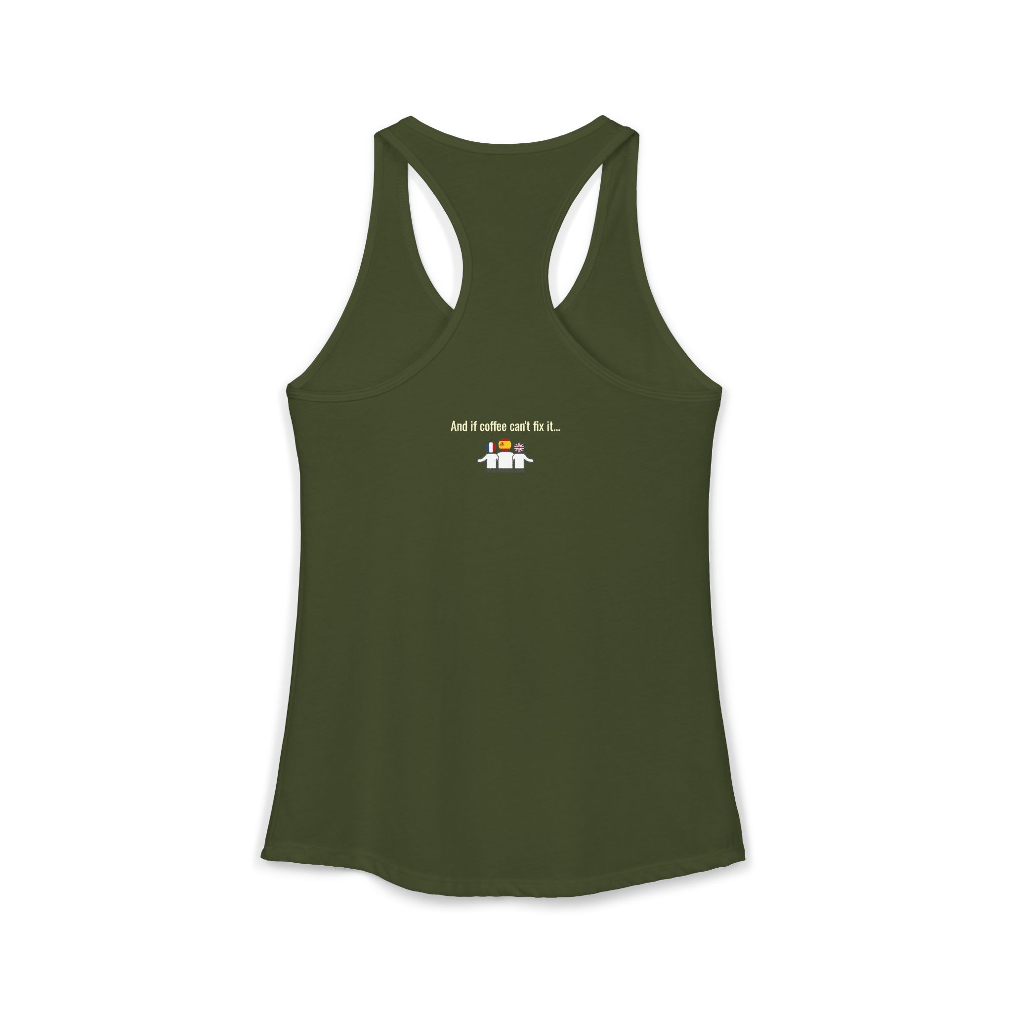 One Café au Lait Please! | Fun Franglais Coffee Racerback Tank | telmyfriends - Image 12