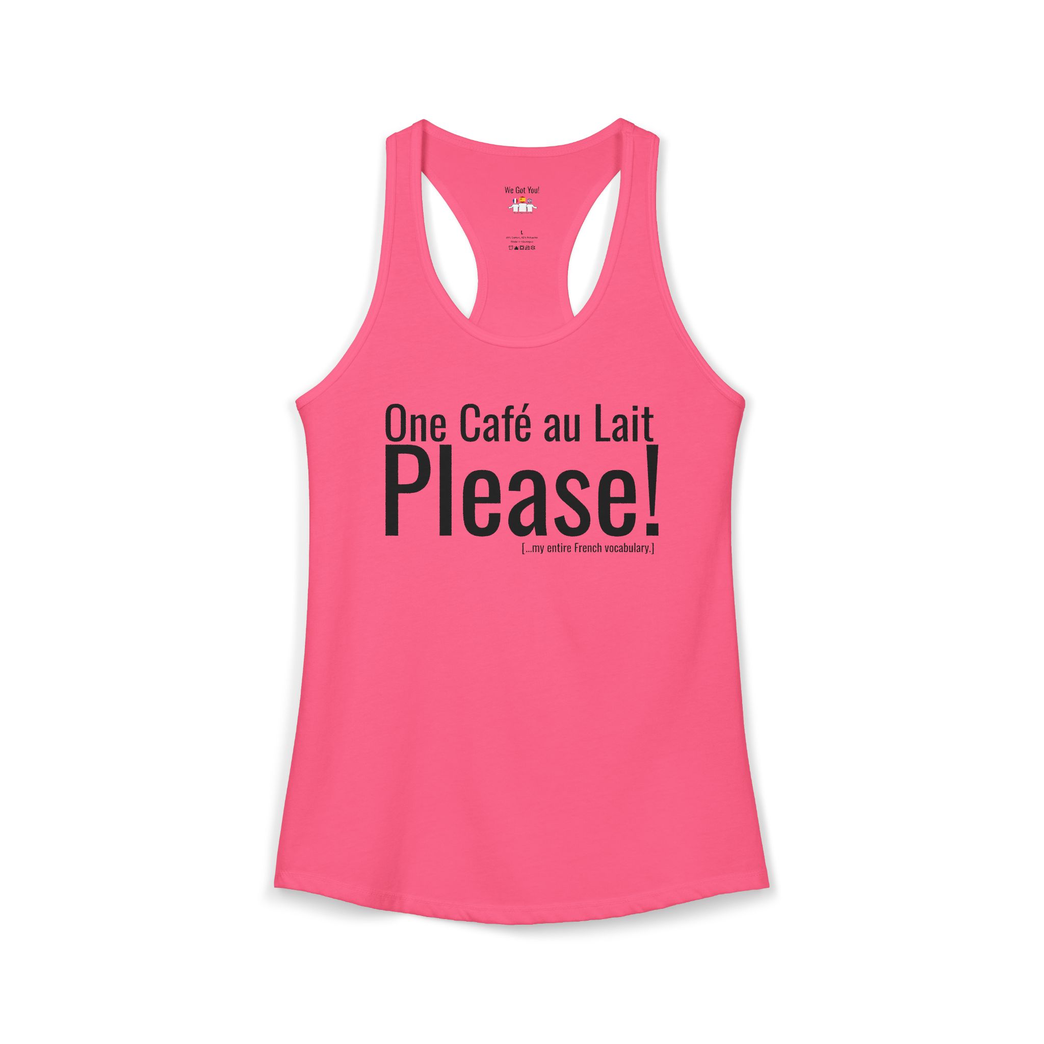 One Café au Lait Please! | Fun Franglais Coffee Racerback Tank | telmyfriends - Image 13