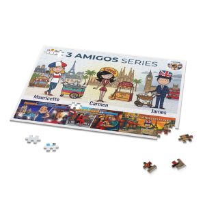 3 Amigos Series Jigsaw Puzzle | Travel Cartoon | Mauricette, Carmen & James | telmyfriends