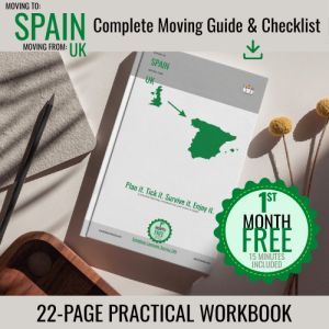 MOVING TO SPAIN FROM UK COMPLETE WORKBOOK COVER 22p (1 MONTH FREE)