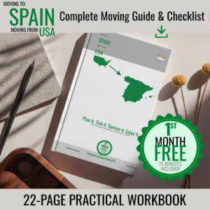MOVING TO SPAIN FROM USA COMPLETE WORKBOOK COVER 22p (1 MONTH FREE)
